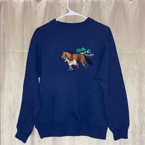 Vintage horse themed navy crewneck